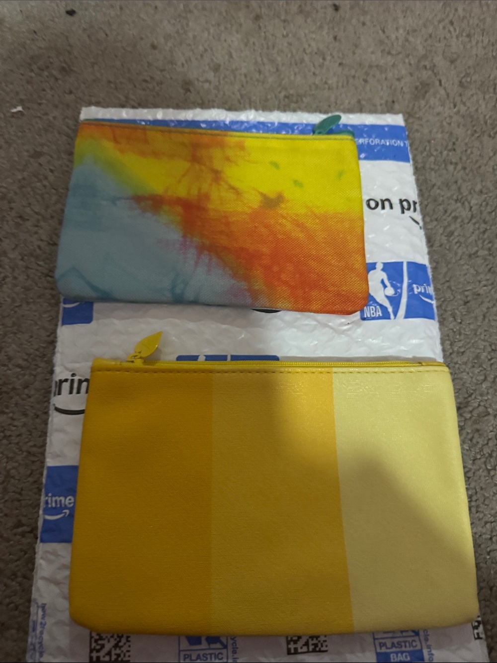 Yellow Gradient and Tie-Dye Pouches - Set of 2